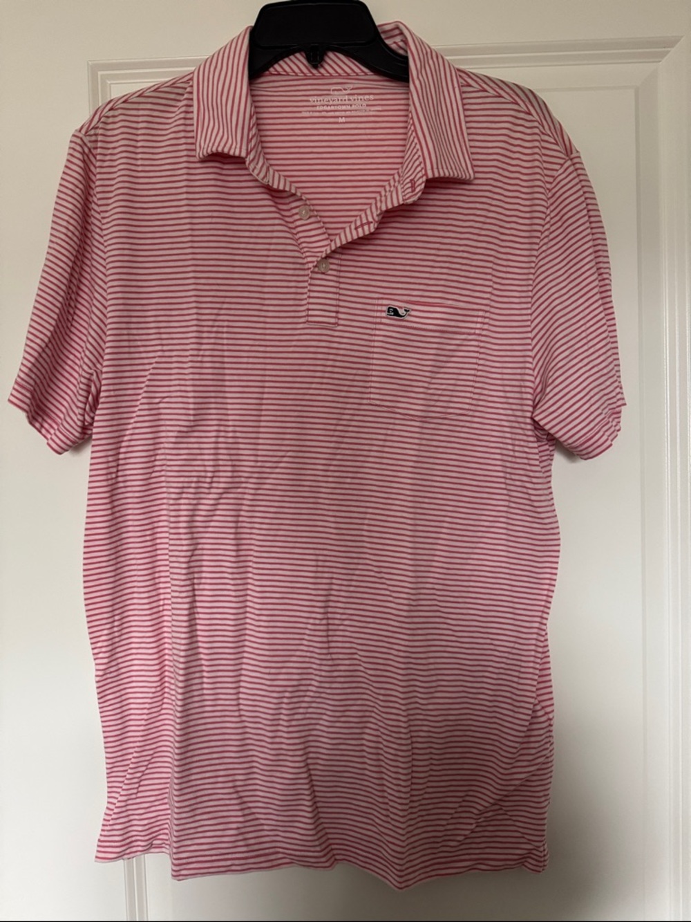 Vineyard Vines Striped Pink and White Polo